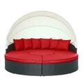 East End Imports Quest Canopy Outdoor Patio Daybed- Espresso Red EEI-983-EXP-RED-SET